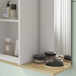 Vicco Bad Spiegelschrank Weiß Livia 60x63x24 cm - Badezimmerschrank mit Spiegel, Nutzt den Raum über der Toilette clever aus