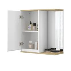 Vicco Bad Spiegelschrank Weiß Livia 60x63x24 cm - Badezimmerschrank mit Spiegel, Nutzt den Raum über der Toilette clever aus