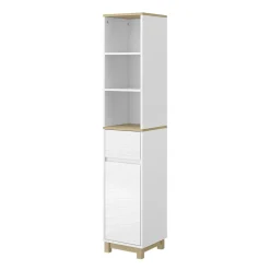 Vicco Badezimmermöbel Weiß Livia 30x151x30 cm - Badezimmerschrank, Nutzt den Raum über der Toilette clever aus