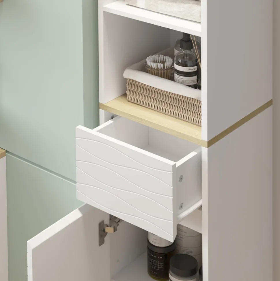 Vicco Badezimmermöbel Weiß Livia 30x151x30 cm - Badezimmerschrank, Nutzt den Raum über der Toilette clever aus