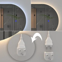 Vicco Badezimmerspiegel, Badspiegel, Weiß, 110 x 50 cm mit LED Beleuchtung