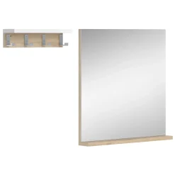 Vicco Badezimmerspiegel "Henri", Weiß/Artisan-Eiche, 50 x 51.6 cm mit Regal