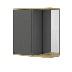 Vicco Badezimmerspiegelschrank Anthrazit Livia 60x63x24 cm - Badezimmerspiegelschrank mit Spiegel, Nutzt den Raum über der Toilette clever aus