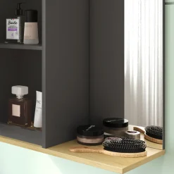 Vicco Badezimmerspiegelschrank Anthrazit Livia 60x63x24 cm - Badezimmerspiegelschrank mit Spiegel, Nutzt den Raum über der Toilette clever aus