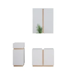 Vicco Badmöbel-Set Weiß Gloria, bestehend aus Bad Spiegelschrank, Waschbeckenunterschrank, Midischrank - Unterschrank- und Hängeschrank-Kombination