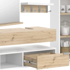 Vicco Badmöbel-Set Weiß Henri, bestehend aus Bad Spiegelschrank, Unterschrank, Regal, Waschbeckenunterschrank, Hochschrank - Mehr Stauraum ohne Bodenfläche zu nutzen