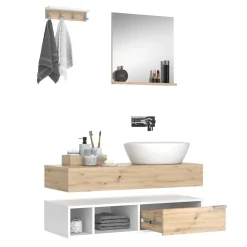 Vicco Badmöbel-Set Weiß Henri, bestehend aus Bad Spiegelschrank, Unterschrank, Regal, Waschbeckenunterschrank, Hochschrank - Mehr Stauraum ohne Bodenfläche zu nutzen