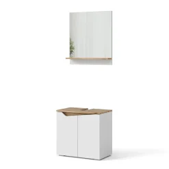 Vicco Badmöbel-Set Weiß Marelle, bestehend aus Badspiegel, Waschtischunterschrank - Praktische Aufbewahrung für Badutensilien