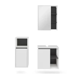 Vicco Badmöbel-Set Weiß/Grau Viola, bestehend aus Bad Spiegelschrank, Waschbeckenunterschrank, Midischrank - Mehr Stauraum ohne Bodenfläche zu nutzen
