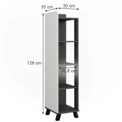 Vicco Badregal Anthrazit/Weiß Karen 30x128x35 cm - Die Badezimmermöbel, Mehr Ordnung im Badezimmer durch übersichtliche Ablage