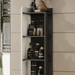 Vicco Badregal Anthrazit/Weiß Karen 30x128x35 cm - Die Badezimmermöbel, Mehr Ordnung im Badezimmer durch übersichtliche Ablage