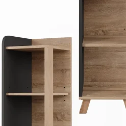 Vicco Badregal Sonoma/Anthrazit Karen 30x128x35 cm - Die Badezimmermöbel, Mehr Ordnung im Badezimmer durch übersichtliche Ablage