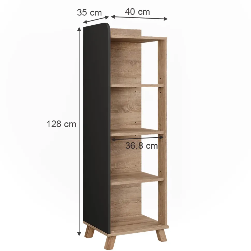 Vicco Badregal Sonoma/Anthrazit Karen 40x128x35 cm - Die Badezimmermöbel, Mehr Ordnung im Badezimmer durch übersichtliche Ablage