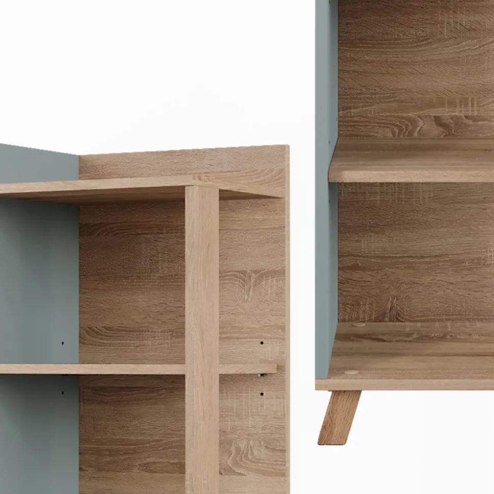 Vicco Badregal Sonoma/Blau Karen 40x128x35 cm - Die Badezimmermöbel, Mehr Ordnung im Badezimmer durch übersichtliche Ablage