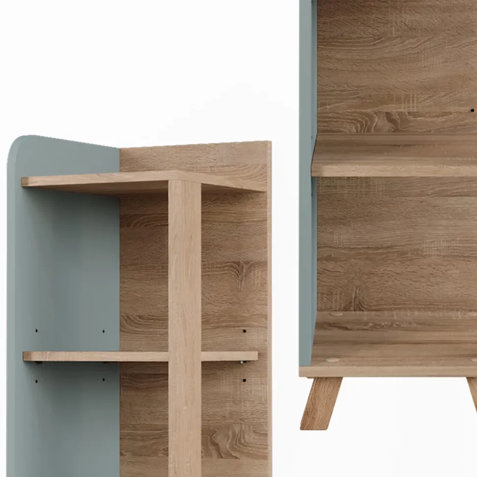 Vicco Badregal Sonoma/Blau Karen 30x128x35 cm - Die Badezimmermöbel, Mehr Ordnung im Badezimmer durch übersichtliche Ablage