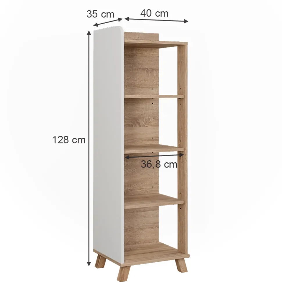 Vicco Badregal Sonoma/Weiß Karen 40x128x35 cm - Die Badezimmermöbel, Mehr Ordnung im Badezimmer durch übersichtliche Ablage