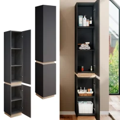 Vicco Badschrank Anthrazit Gloria 33x198x35 cm - Wäscheschrank, Unterschrank- und Hängeschrank-Kombination