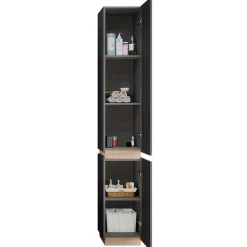 Vicco Badschrank Anthrazit Gloria 33x198x35 cm - Wäscheschrank, Unterschrank- und Hängeschrank-Kombination