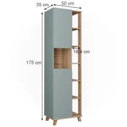 Vicco Badschrank Sonoma/Blau Karen 50x175x35 cm - Hochschrank, Mehr Ordnung im Badezimmer durch übersichtliche Ablage