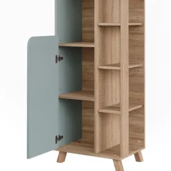 Vicco Badschrank Sonoma/Blau Karen 50x175x35 cm - Hochschrank, Mehr Ordnung im Badezimmer durch übersichtliche Ablage