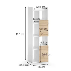 Vicco Badschrank Weiß Alf 36x117x36 cm - Wäscheschrank, Mehr Stauraum ohne Bodenfläche zu nutzen
