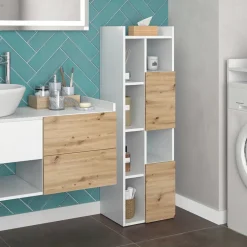 Vicco Badschrank Weiß Alf 36x117x36 cm - Wäscheschrank, Mehr Stauraum ohne Bodenfläche zu nutzen