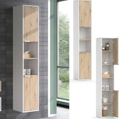 Vicco Badschrank Weiß Henri 30x165x30 cm - Wäscheschrank, Mehr Stauraum ohne Bodenfläche zu nutzen