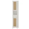 Vicco Badschrank Weiß Rosario 32x170x30 cm - Wäscheschrank, Viel Stauraum oben und unten