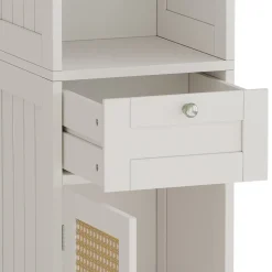 Vicco Badschrank Weiß Rosario 32x170x30 cm - Wäscheschrank, Viel Stauraum oben und unten