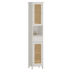 Vicco Badschrank Weiß Rosario 32x170x30 cm - Wäscheschrank, Viel Stauraum oben und unten