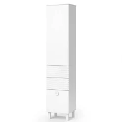 Vicco Badschrank Weiß Sola 40x192x37 cm - Wäscheschrank, Viel Stauraum oben und unten