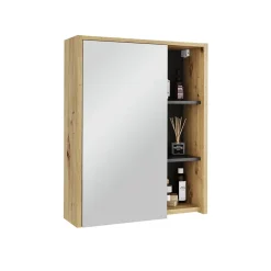 Vicco Badspiegelschrank Artisan/Grau Viola 60x75x18 cm - Badezimmerschrank mit Spiegel, Übersichtliche Organisation dank cleverer Fächeraufteilung