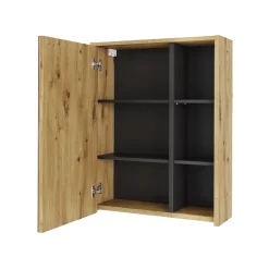 Vicco Badspiegelschrank Artisan/Grau Viola 60x75x18 cm - Badezimmerschrank mit Spiegel, Übersichtliche Organisation dank cleverer Fächeraufteilung