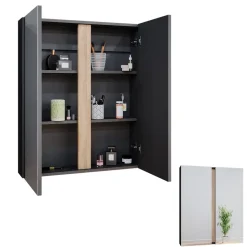 Vicco Badspiegelschrank Anthrazit Gloria 70x84x16 cm - Badezimmerschrank mit Spiegel, Unterschrank- und Hängeschrank-Kombination