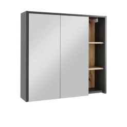 Vicco Badspiegelschrank Grau/Artisan Viola 80x75x18 cm - Badezimmerschrank mit Spiegel, Übersichtliche Organisation dank cleverer Fächeraufteilung
