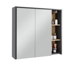 Vicco Badspiegelschrank Grau/Artisan Viola 80x75x18 cm - Badezimmerschrank mit Spiegel, Übersichtliche Organisation dank cleverer Fächeraufteilung