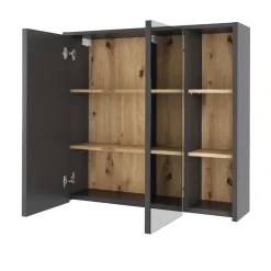 Vicco Badspiegelschrank Grau/Artisan Viola 80x75x18 cm - Badezimmerschrank mit Spiegel, Übersichtliche Organisation dank cleverer Fächeraufteilung
