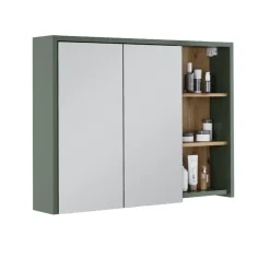 Vicco Badspiegelschrank Grün/Artisan Viola 100x75x18 cm - Badezimmerschrank mit Spiegel, Übersichtliche Organisation dank cleverer Fächeraufteilung