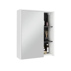 Vicco Badspiegelschrank Weiß/Grau Viola 60x75x18 cm - Badezimmerschrank mit Spiegel, Übersichtliche Organisation dank cleverer Fächeraufteilung