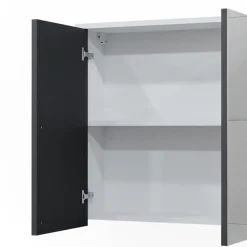 Vicco Badspiegelschrank Weiß/Anthrazit Maltin 60x58x17 cm - Badezimmerschrank mit Spiegel, Viel Stauraum oben und unten