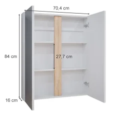 Vicco Badspiegelschrank Weiß Gloria 70x84x16 cm - Badezimmerschrank mit Spiegel, Unterschrank- und Hängeschrank-Kombination