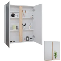 Vicco Badspiegelschrank Weiß Gloria 70x84x16 cm - Badezimmerschrank mit Spiegel, Unterschrank- und Hängeschrank-Kombination