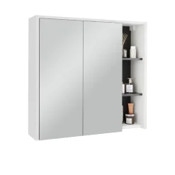 Vicco Badspiegelschrank Weiß/Grau Viola 80x75x18 cm - Badezimmerschrank mit Spiegel, Übersichtliche Organisation dank cleverer Fächeraufteilung