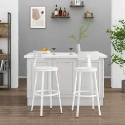 Vicco Barhocker Caracas, Hocker für die Bar, Weiß, 34 x 102 cm 2er Set