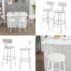 Vicco Barhocker Caracas, Hocker für die Bar, Weiß, 34 x 102 cm 2er Set