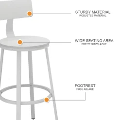Vicco Barhocker Caracas, Hocker für die Bar, Weiß, 34 x 102 cm 2er Set