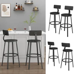 Vicco Barhocker Caracas, Hocker für die Bar, Schwarz, 34 x 102 cm 2er Set