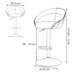 Vicco Barhocker Goldamo, Hocker für die Bar, Anthrazit, 58.5 x 84.5 cm 2er-Set