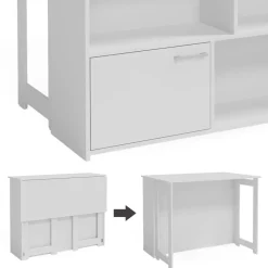 Vicco Bartisch Dominic, Bartresen für Esszimmer, Weiß, 116 x 37 cm 4X offene Fächer und 1x Tür