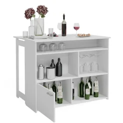 Vicco Bartisch Dominic, Bartresen für Esszimmer, Weiß, 116 x 37 cm 4X offene Fächer und 1x Tür